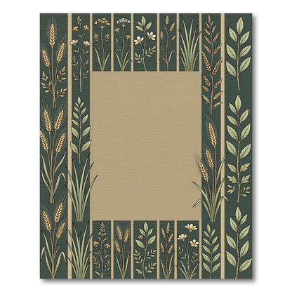 Earthy Botanical Field Border Rug