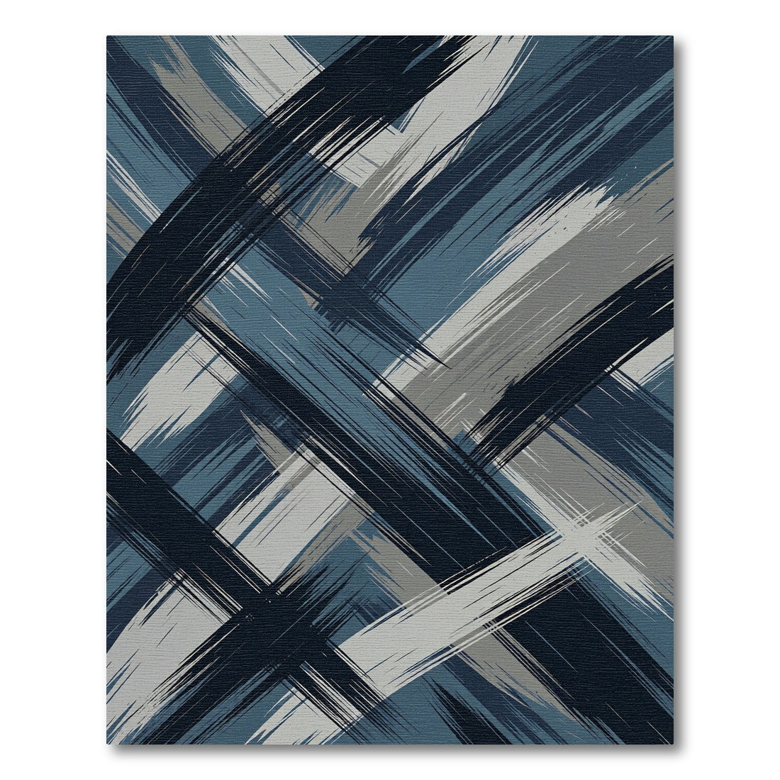 Abstract Blue Gray Brush Strokes Rug
