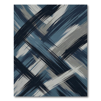 Abstract Blue Gray Brush Strokes Rug