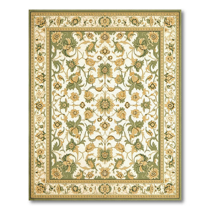 Green Floral Vintage Area Rug