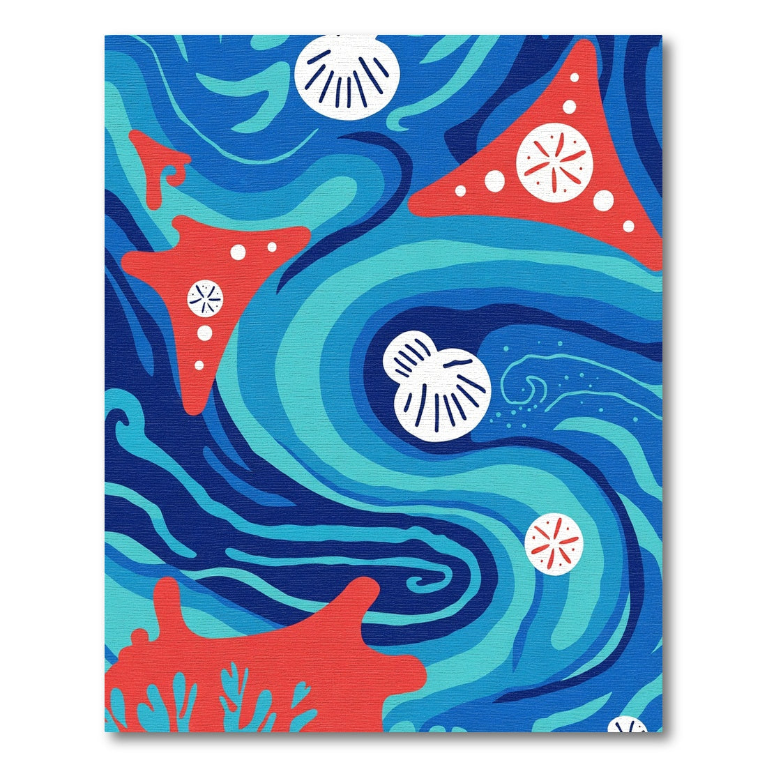 Ocean Waves Coral Starfish Shells Rug