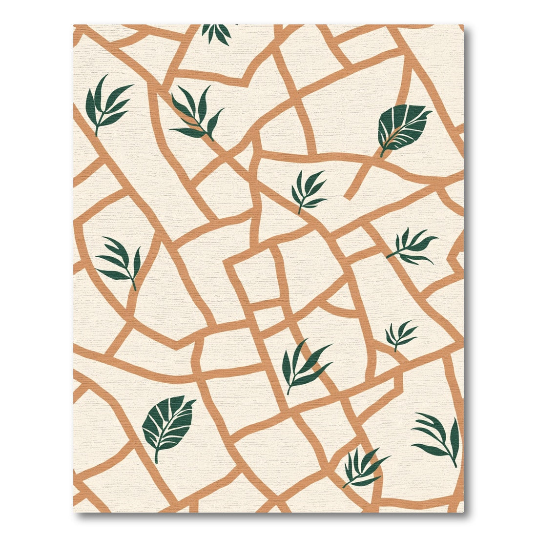 Terracotta Botanical Abstract Fragmentation Rug