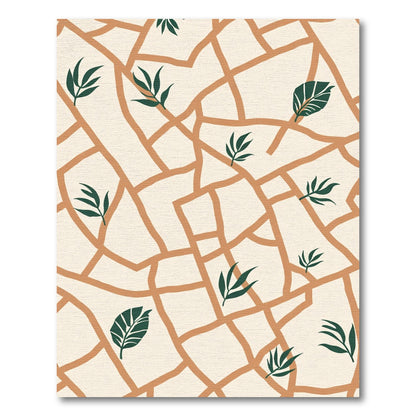 Terracotta Botanical Abstract Fragmentation Rug