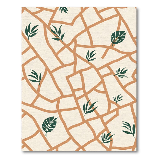 Terracotta Botanical Abstract Fragmentation Rug