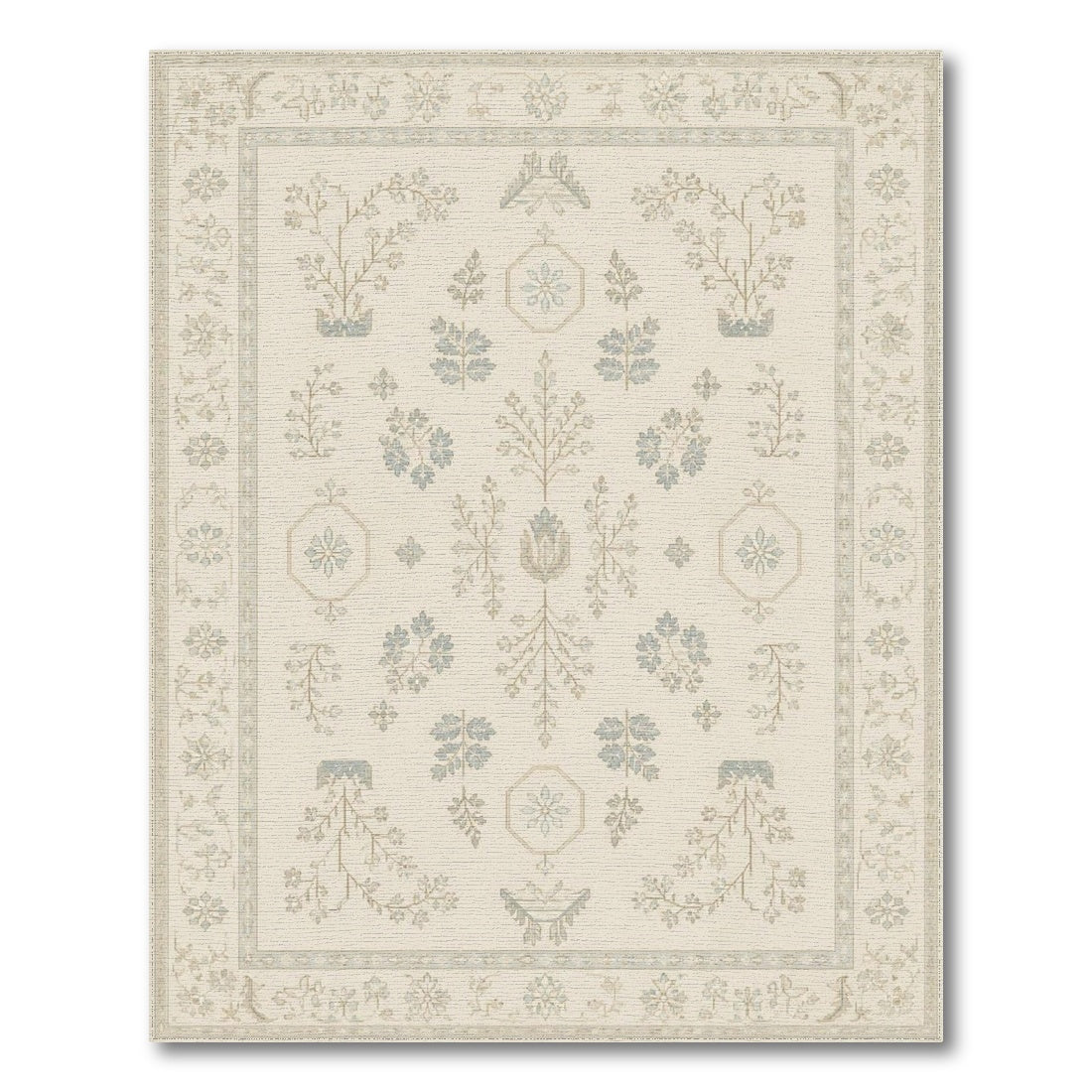 Blue Floral Vintage Area Rug