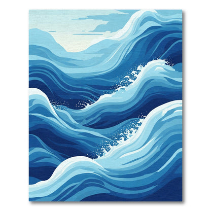 Deep Blue Ocean Wave Swirl Rug
