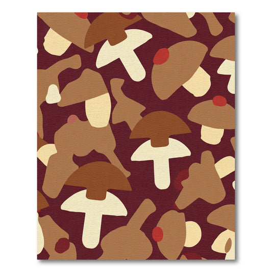 Earthy Mushroom Woodland Folk Art Rug