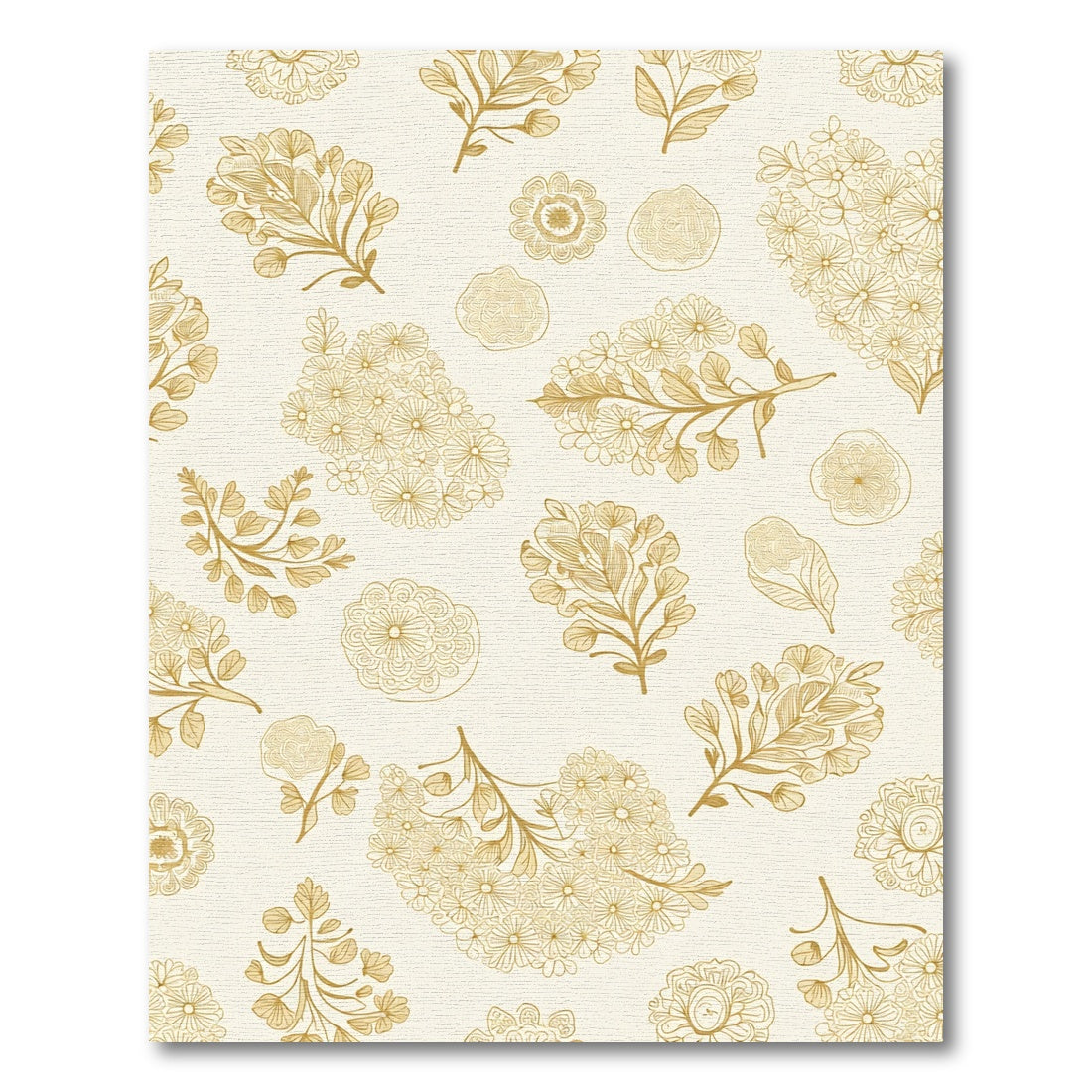 Golden Botanical Meadow Floral Accent Rug
