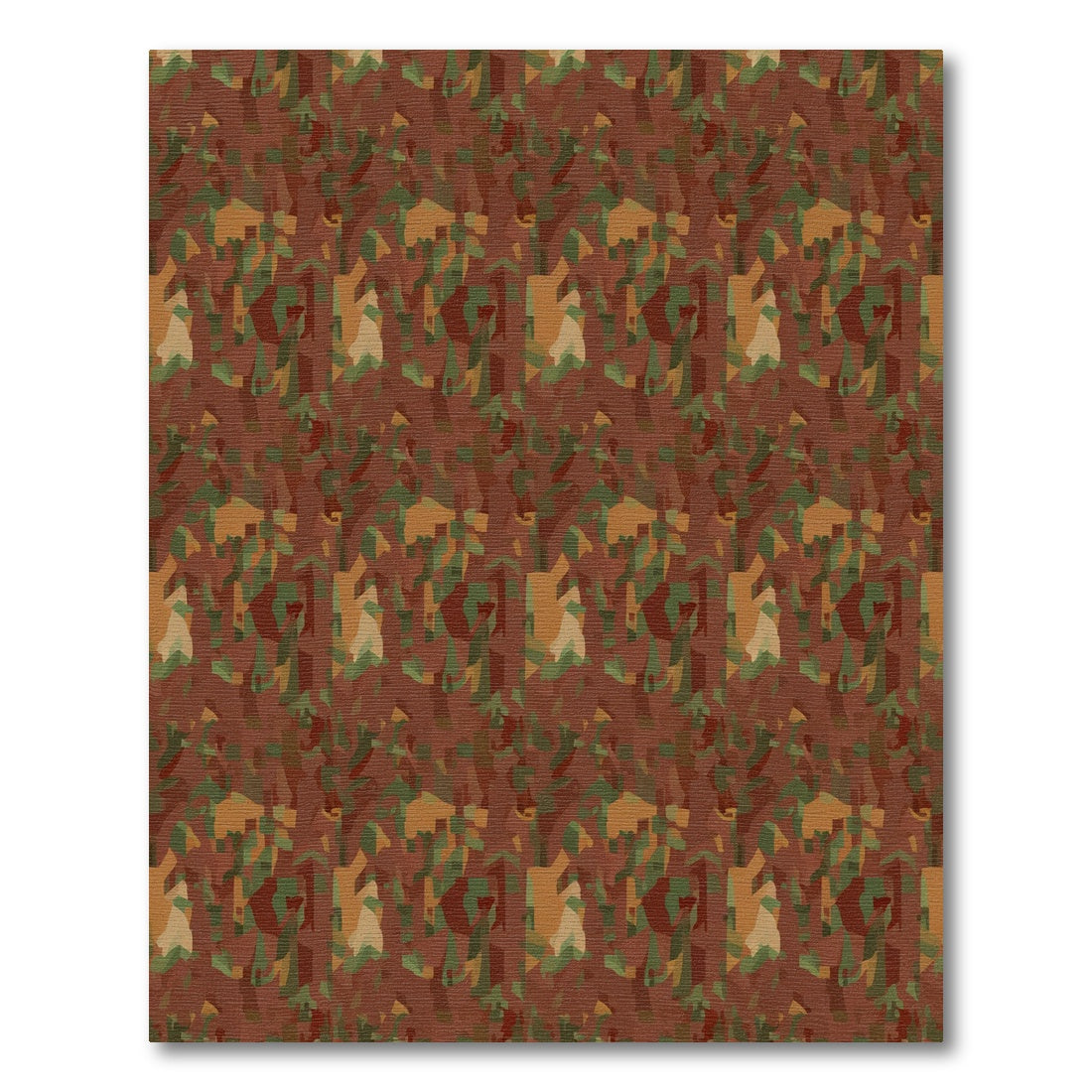 Earthy Camouflage Abstract Shapes Rug