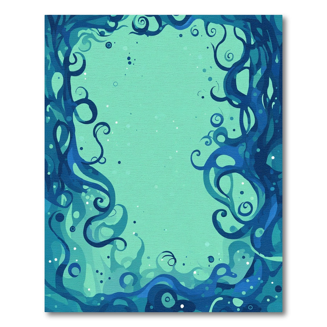 Aqua Blue Swirling Organic Coral Rug