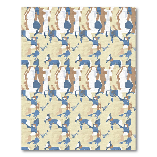Abstract Blue Camel Camouflage Rug