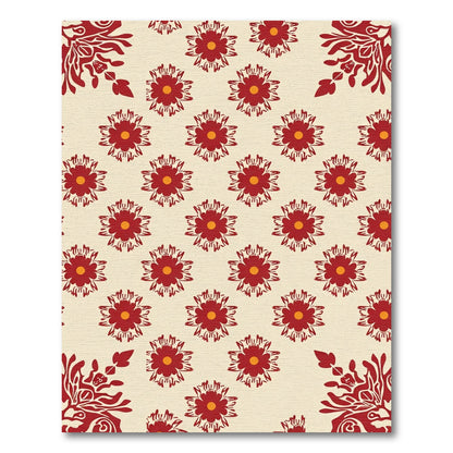 Crimson Floral Medallion Cream Background Rug