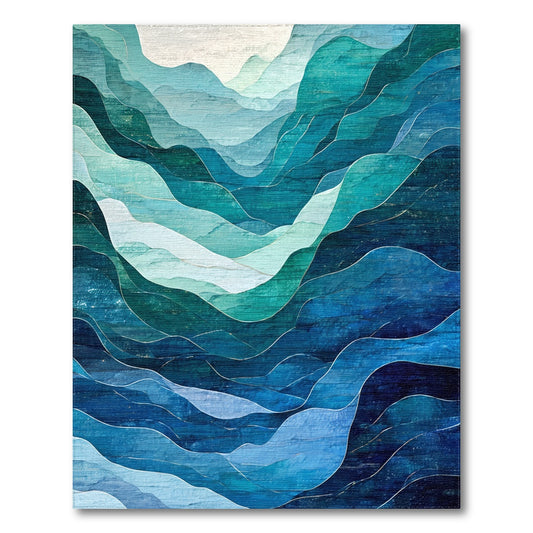 Teal Layered Mountain Peaks Rug