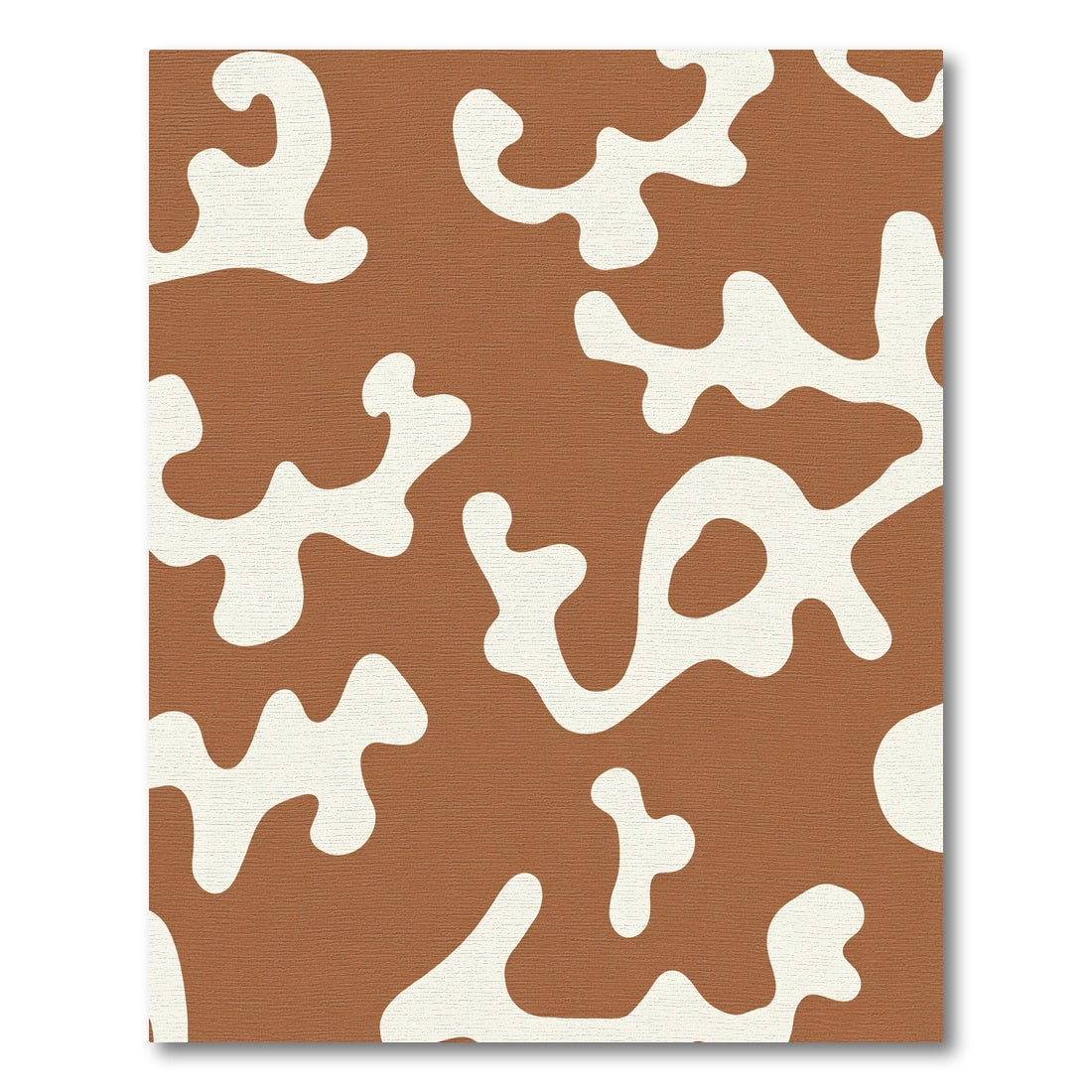 Terracotta and Cream Abstract Blobs Rug