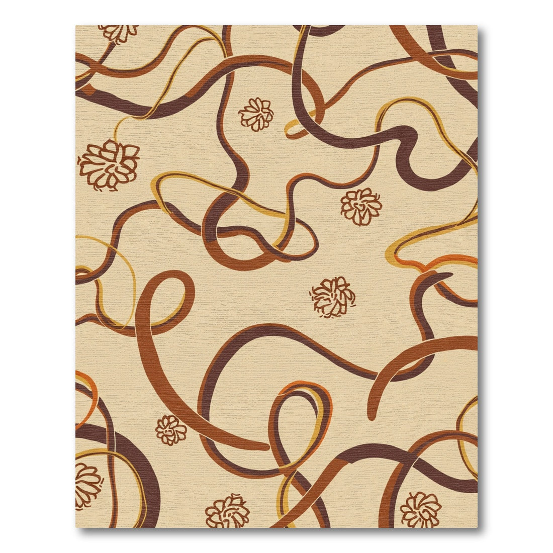 Brown Swirls Floral Abstract Rug