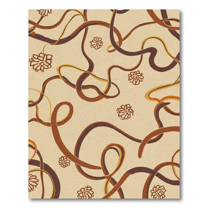 Brown Swirls Floral Abstract Rug