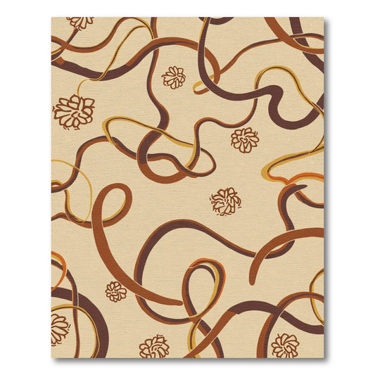 Brown Swirls Floral Abstract Rug