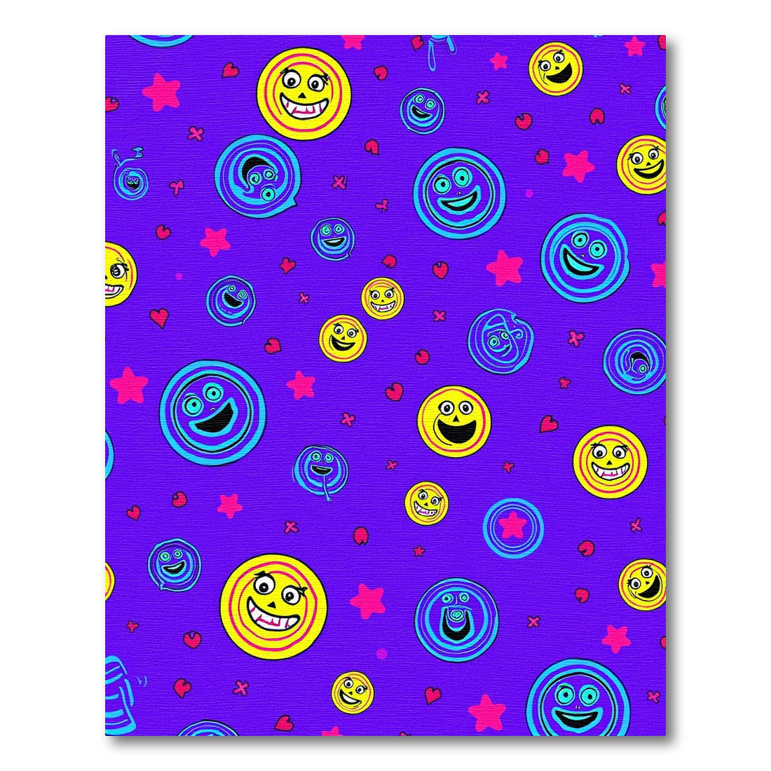 Playful Yellow Blue Smiley Faces Rug