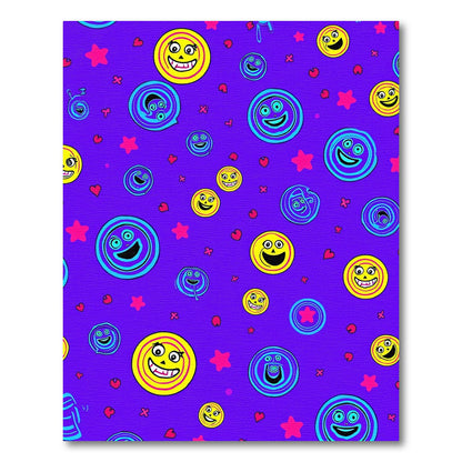 Playful Yellow Blue Smiley Faces Rug