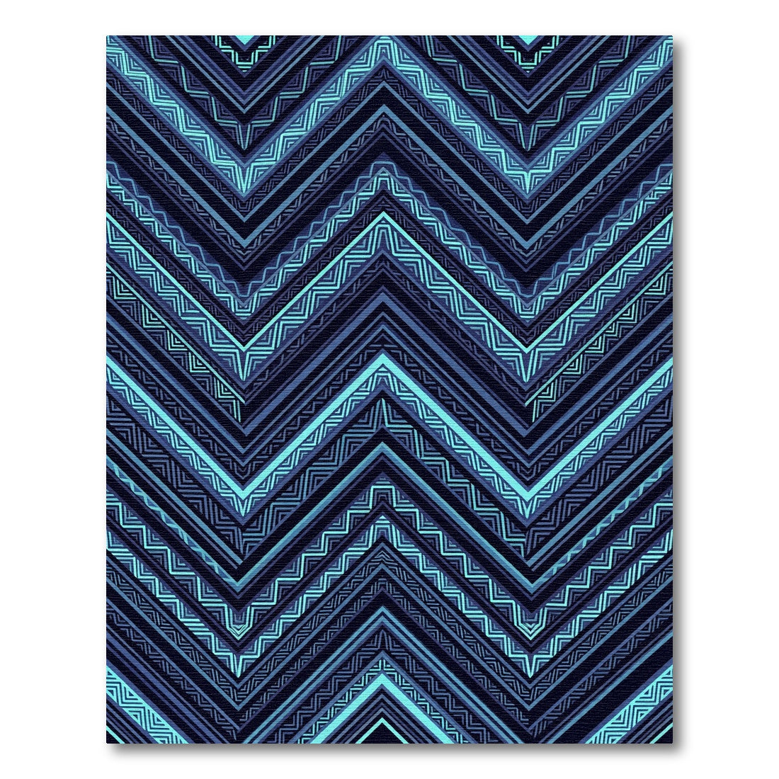 Deep Blue Tribal Zigzag Stripe Rug