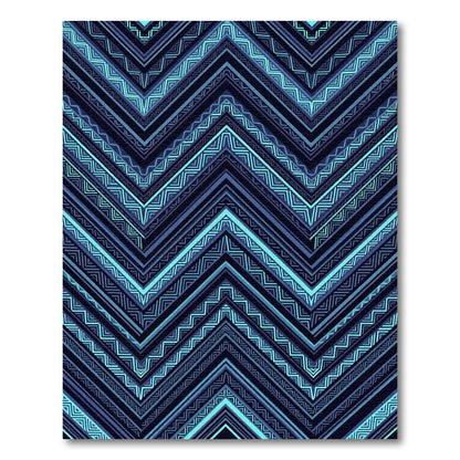 Deep Blue Tribal Zigzag Stripe Rug