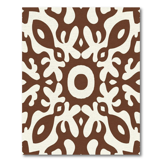 Warm Brown Ivory Organic Medallion Rug