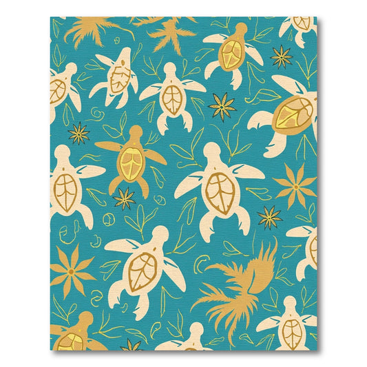Turquoise Tortoise Tropical Ocean Pattern Rug
