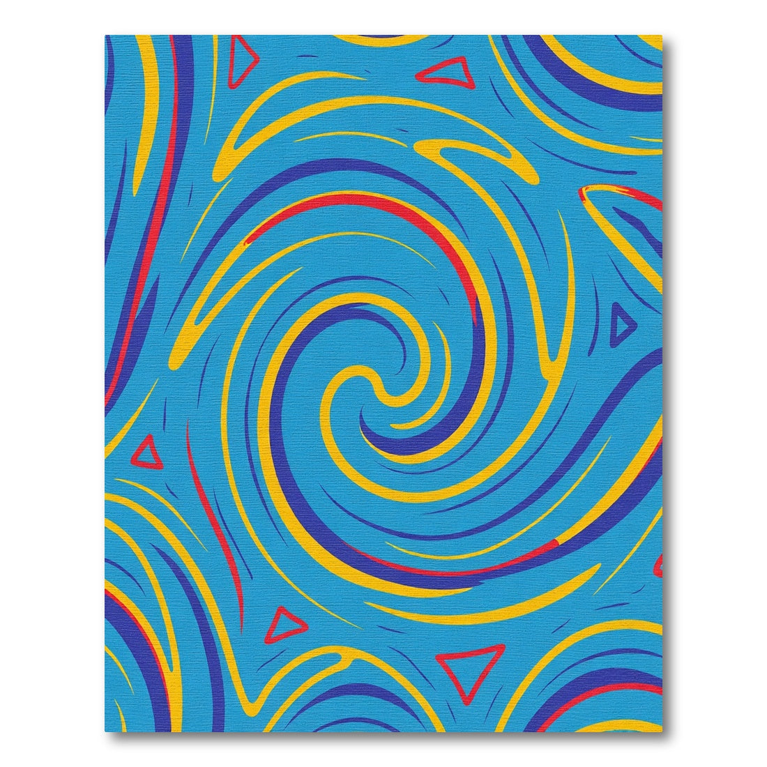 Vibrant Blue Yellow Swirl Triangles Rug