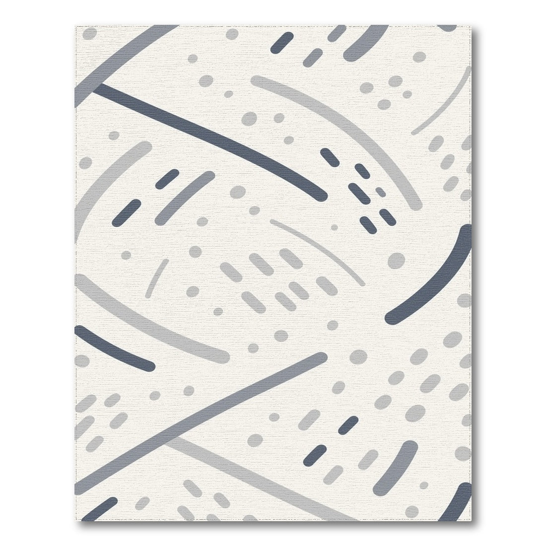 Grey Abstract Lines Washable Area Rug