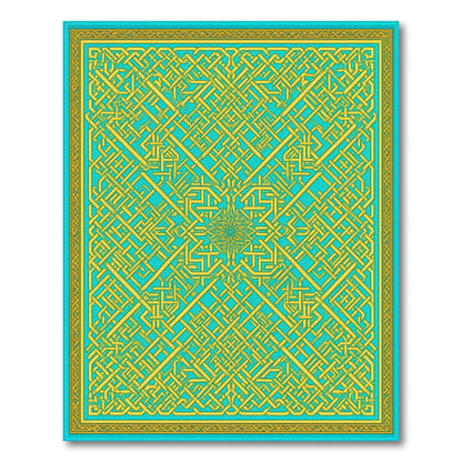 Blue and Teal Geometric Interlock Area Rug