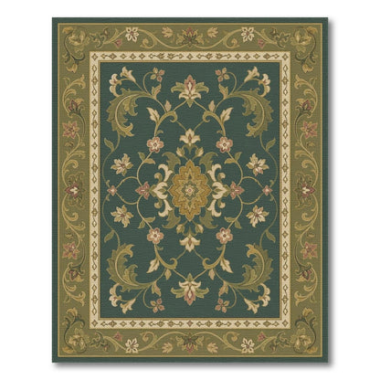 Green Floral Vintage Medallion Area Rug