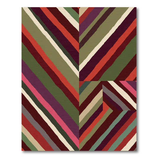 Muted Earth Tone Diagonal Stripe Rug
