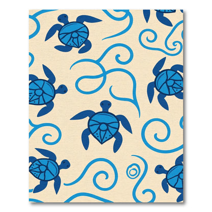 Bright Blue Turtles Coastal Waves Rug