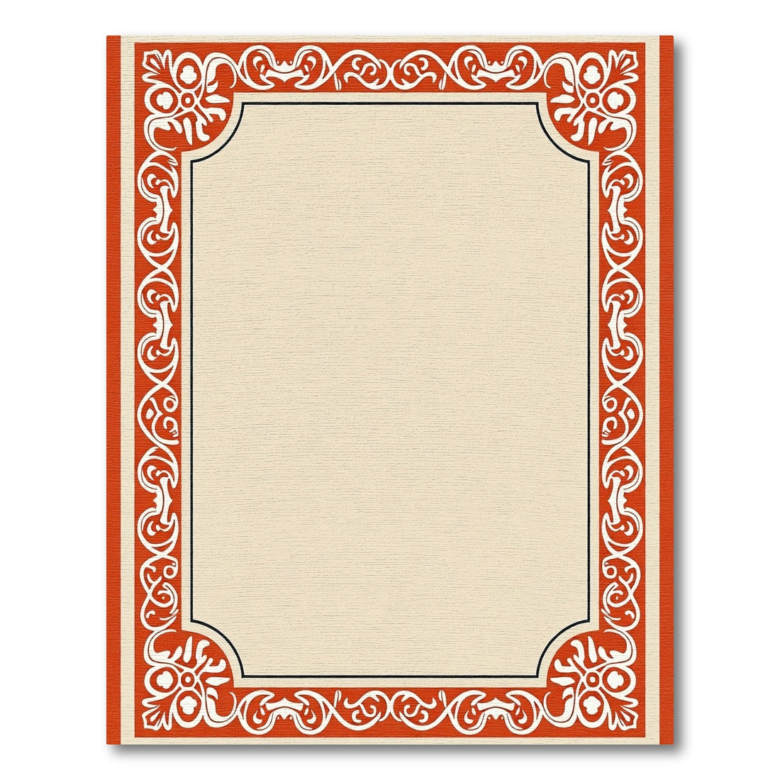 Classic Red White Floral Border Rug