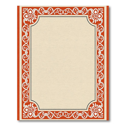 Classic Red White Floral Border Rug