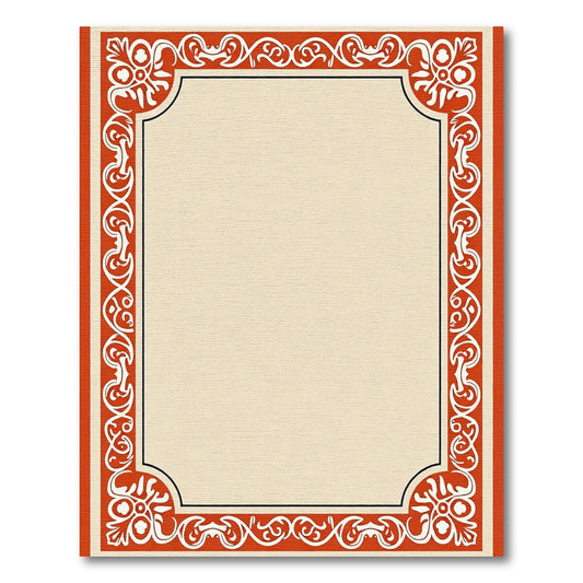 Classic Red White Floral Border Rug