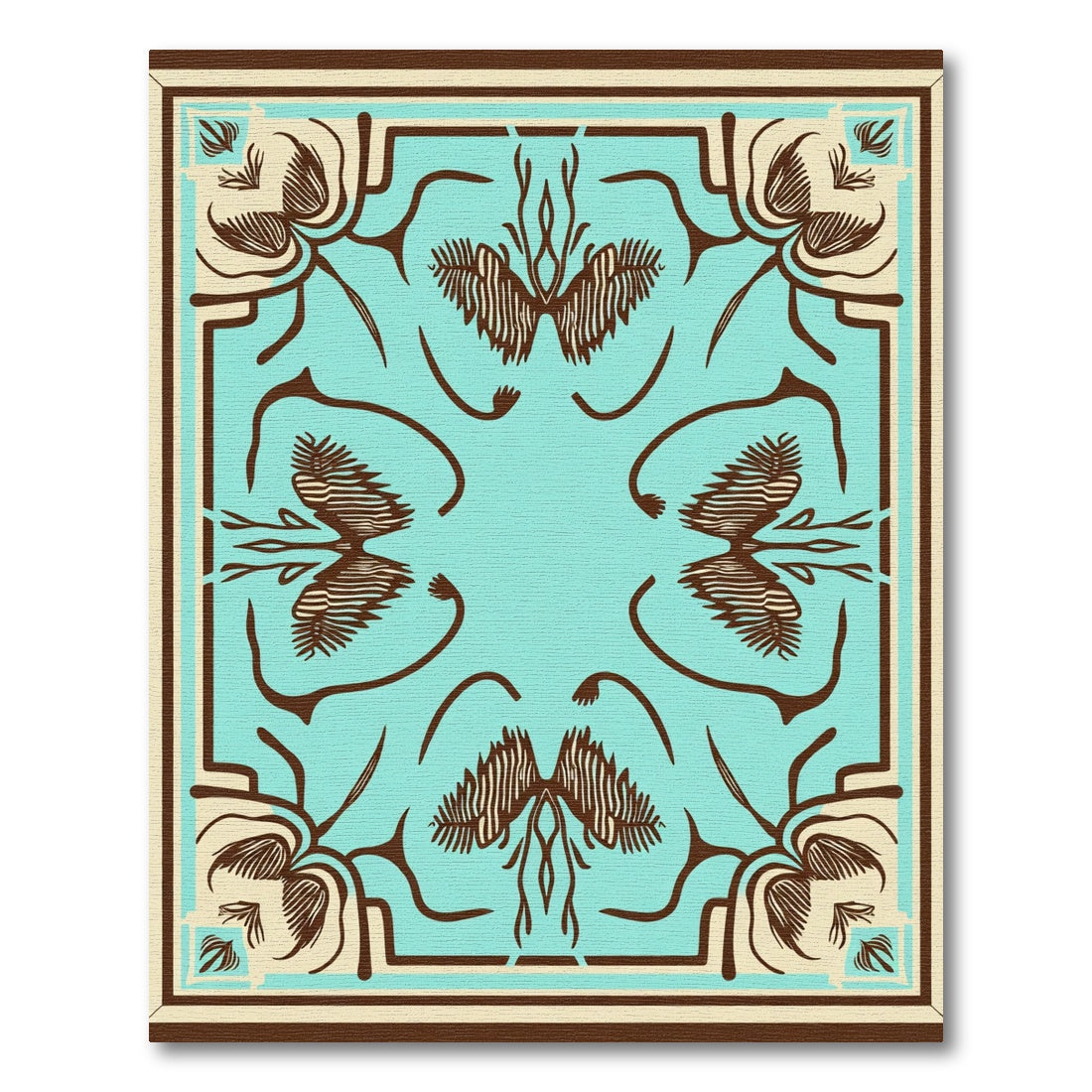 Cyan Floral Medallion Brown And Cream Rug