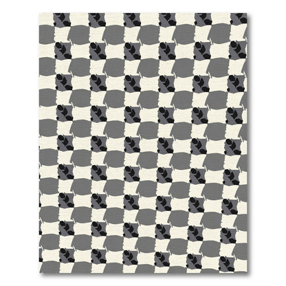 Gray Cream Interlocking Squares Folk Art Rug