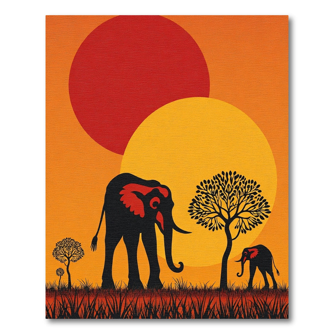 Warm Sunset Elephant Safari Rug