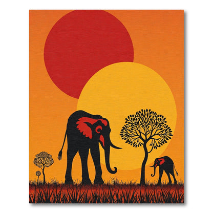 Warm Sunset Elephant Safari Rug