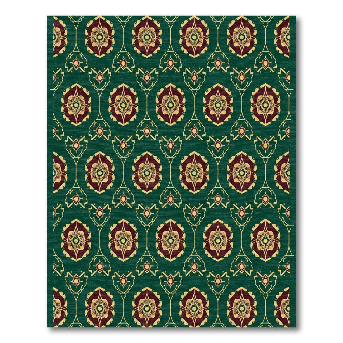 Deep Green Floral Medallion Arrangement Rug