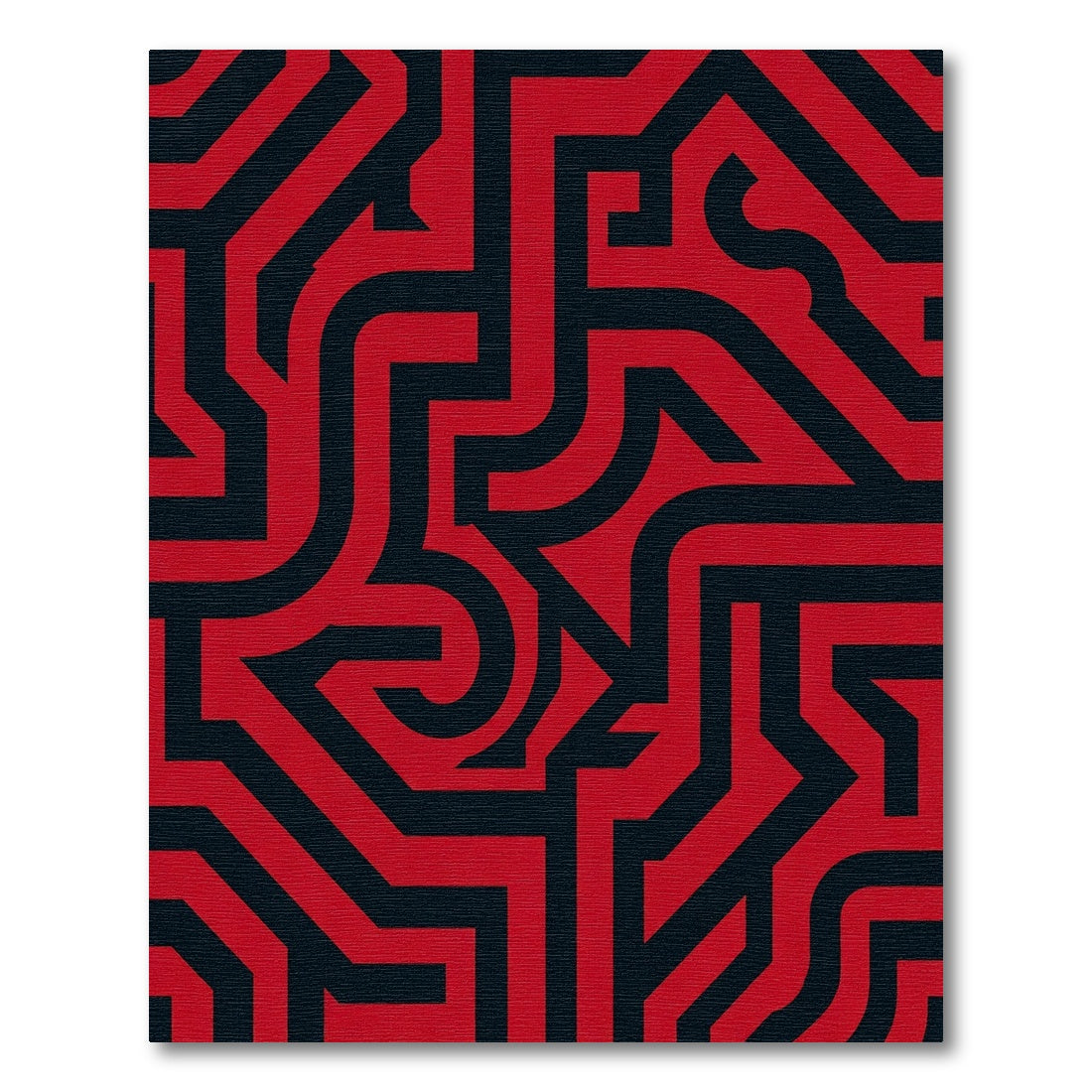 Bold Red Maze Geometric Rug