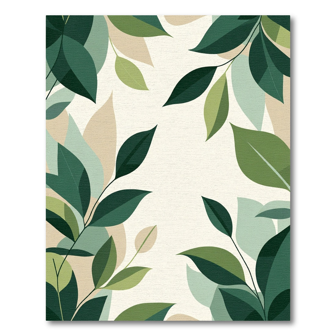 Earthy Green Leaf Branch Collage Rug