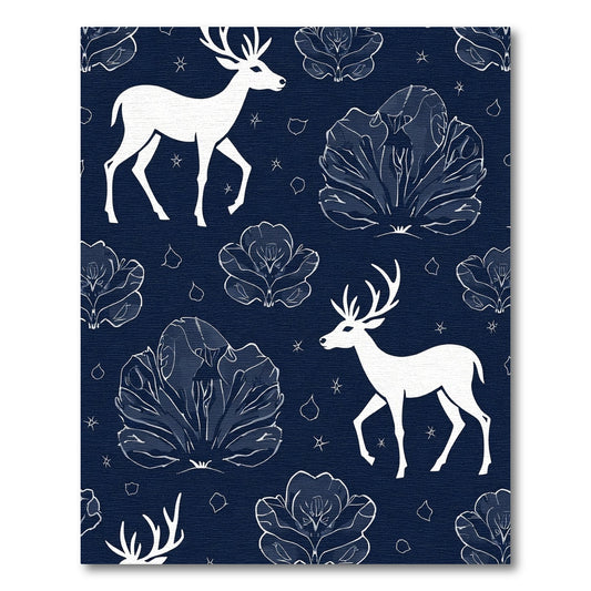 White Stag Floral Meadow Navy Rug