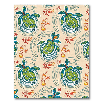 Tropical Green Turtle Swirls Background Rug