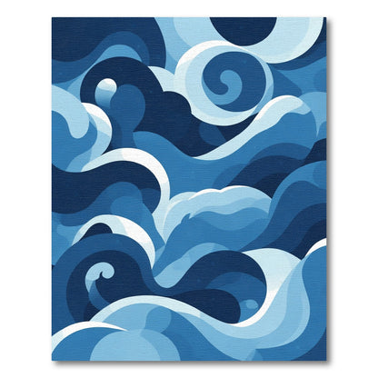 Deep Blue Abstract Swirl Wave Rug