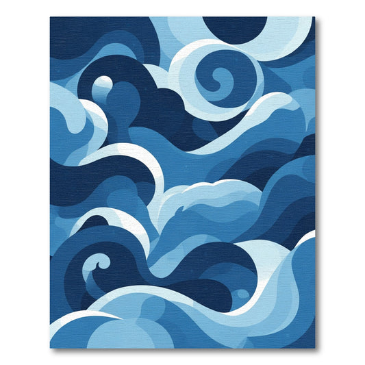 Deep Blue Abstract Swirl Wave Rug