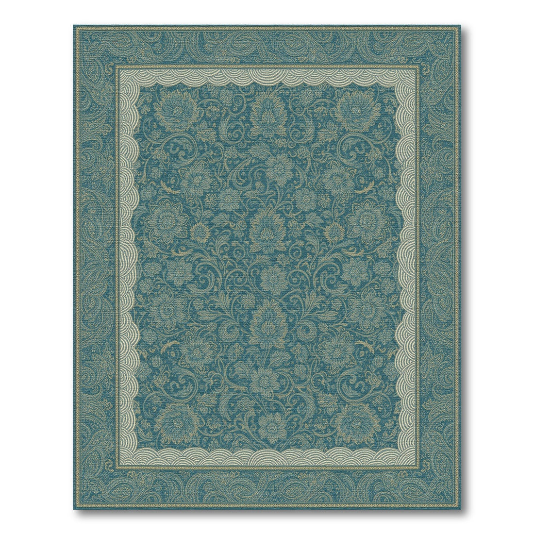 Floral Vintage Blue and Teal Floral Vintage Area Rug