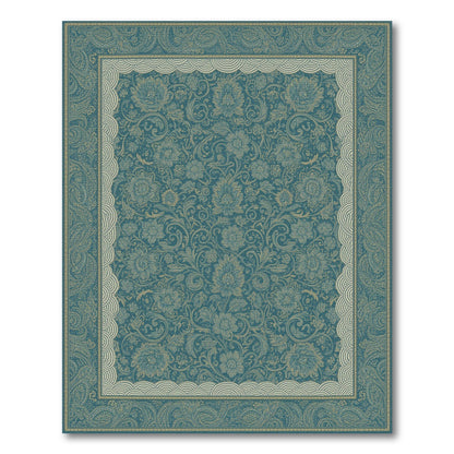 Floral Vintage Blue and Teal Floral Vintage Area Rug