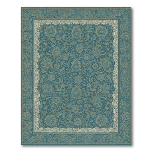 Floral Vintage Blue and Teal Floral Vintage Area Rug
